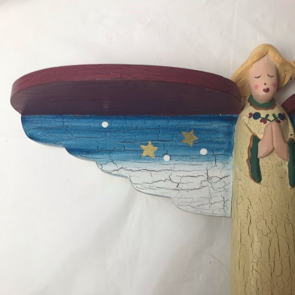 Whimsical Wooden Angel Decorative Shelf 17” - Picture 2 of 8